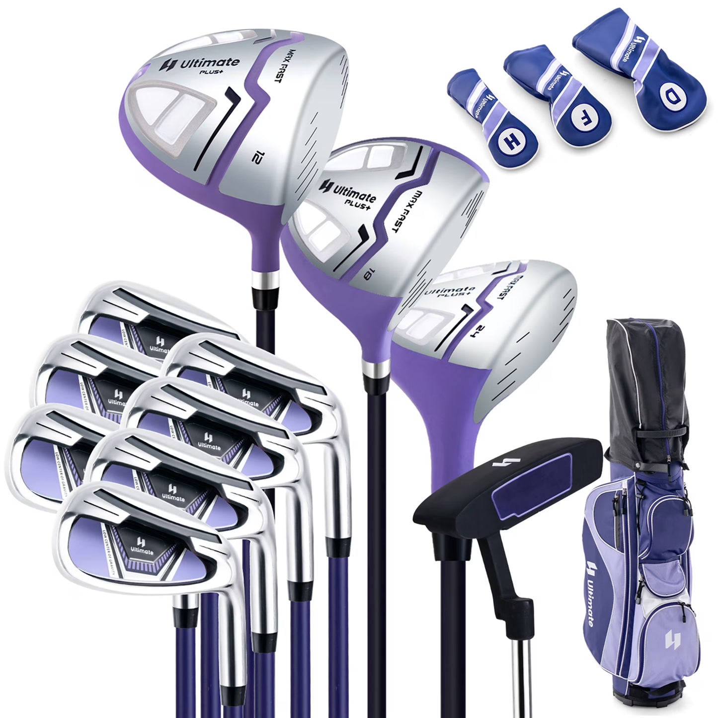 Ultimate Women’s Complete Golf Club Set Golf Club Package Set w/ Rain Hood, Right Hand Purple