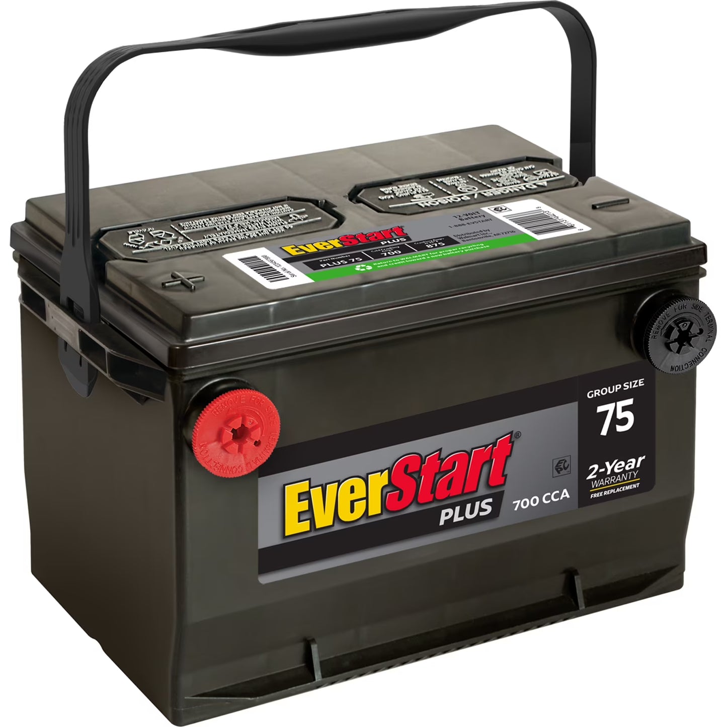 Plus Lead Acid Automotive Battery, Group Size 75 12 Volt, 700 CCA