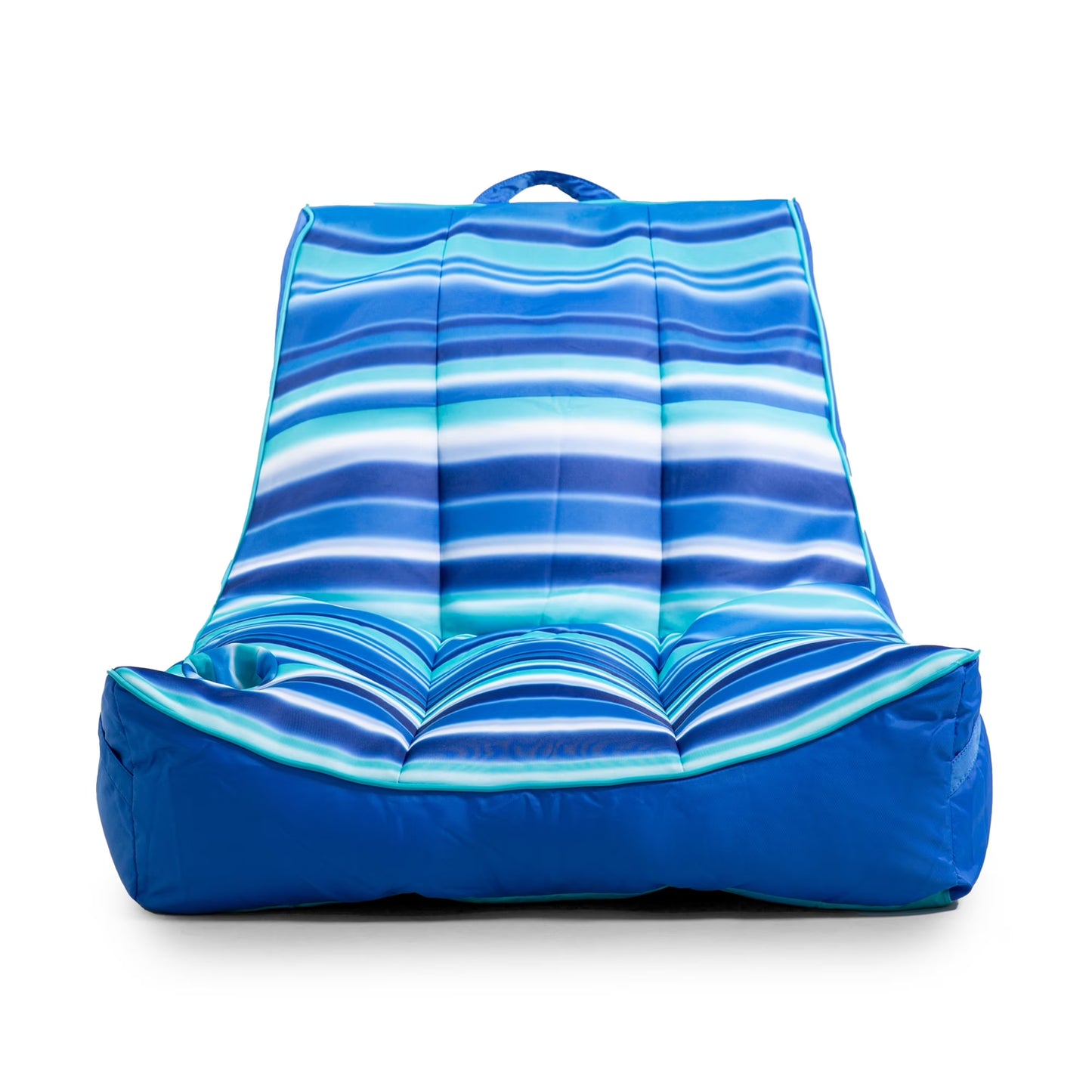 Captain's Float No Inflation Needed Pool Lounger with Drink Holder, Blurred Blue Double Sided Mesh, Quick Draining Fabric, 3 feet