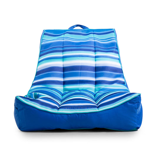 Captain's Float No Inflation Needed Pool Lounger with Drink Holder, Blurred Blue Double Sided Mesh, Quick Draining Fabric, 3 feet