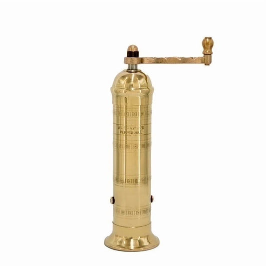 Greek Pepper Mill, 8 Inch Tall, Manual Grinder, Brass