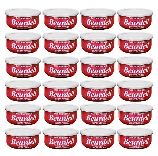 Canned French Butter – 100% Natural Salted Pasteurized Real Butter | Long Shelf Life Emergency Survival Food | Great for Cooking, Baking, RV & Camping | Pull Top Lid | Pack of 24 | France