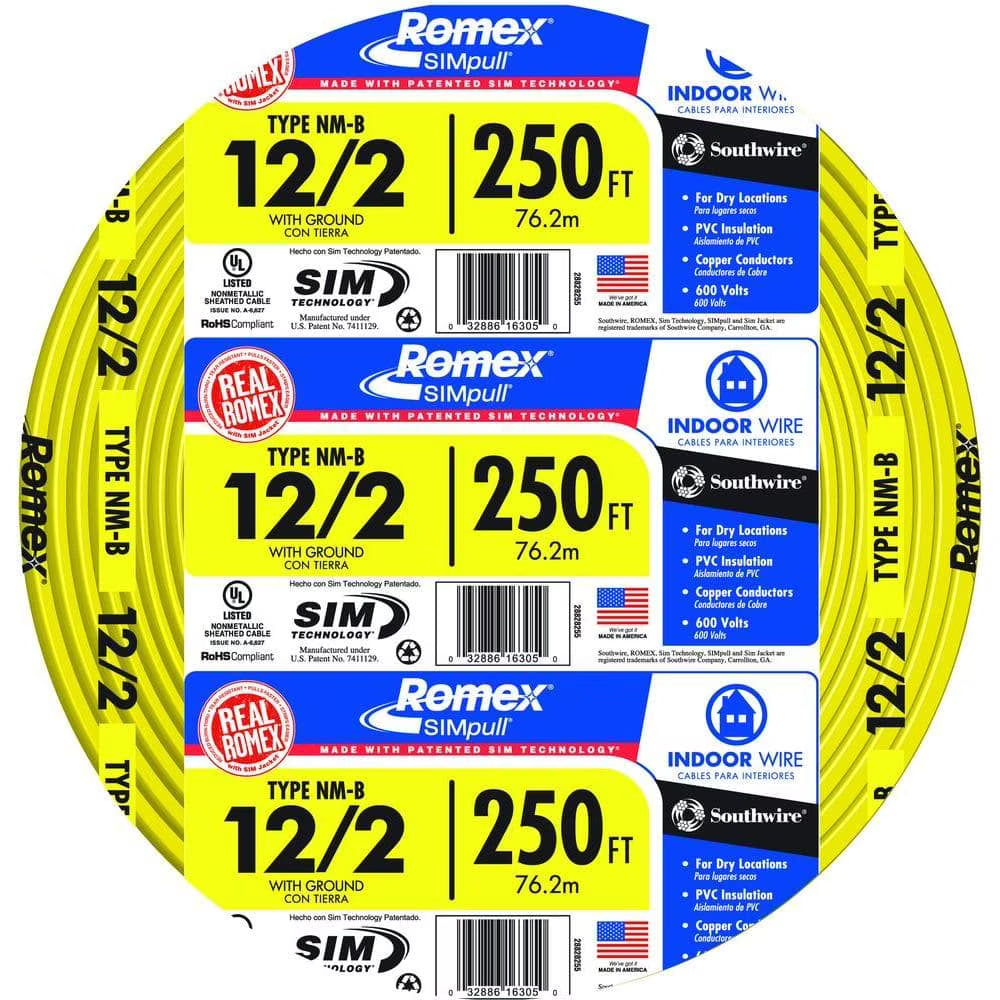 250 ft. 12/2 Solid SIMpull CU NM-B W/G Wire