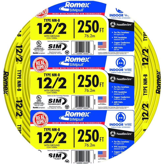 250 ft. 12/2 Solid SIMpull CU NM-B W/G Wire