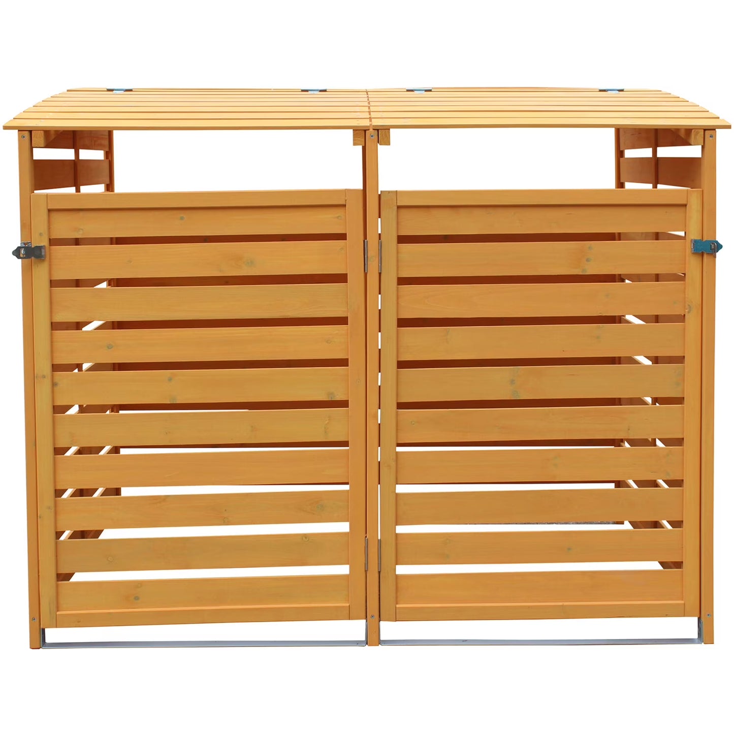 Outdoor 4.9 ft. x 4 ft. Wooden Trash Bin and Recyclables Storage Shed - HANWS0103-NAT