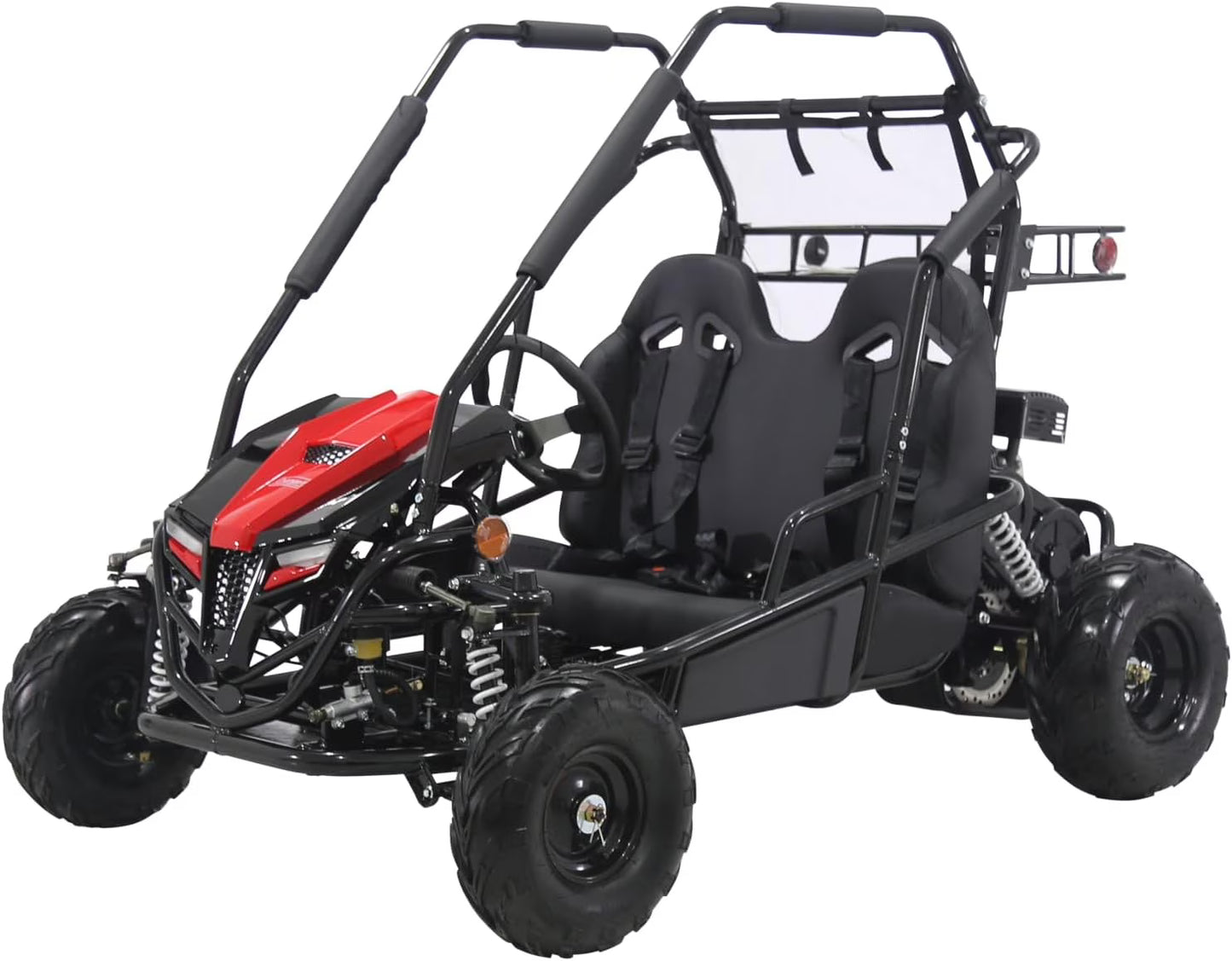 GK200 196cc Gas Powered Go-Kart, Two-Seater Off-Road Vehicle Up to 23 MPH, Rugged Suspension, Pull-Start Engine, Ages 13+, Red