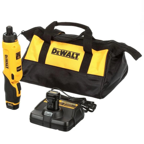 8V MAX Cordless Gyroscopic Screwdriver with Adjustable Handle, (2) 1.0Ah Batteries, Charger, and Bag