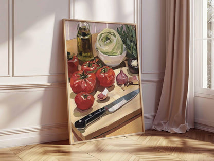 Tomato Still Life Art Print Rustic Kitchen Wall Decor