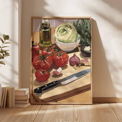 Tomato Still Life Art Print Rustic Kitchen Wall Decor