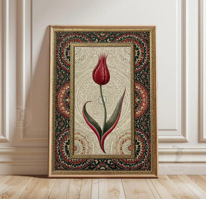 Ottoman Tulip Poster, Islamic Floral Wall Art, Turkish Tulip Print, Mosque Decor